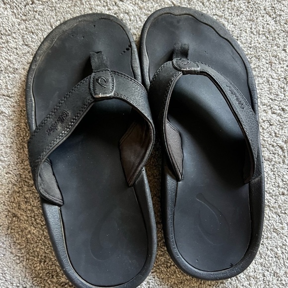 OluKai Ohana-M Men's Size 7 Black Beach Thong Slip On Flip Flop Sandals - Picture 4 of 5